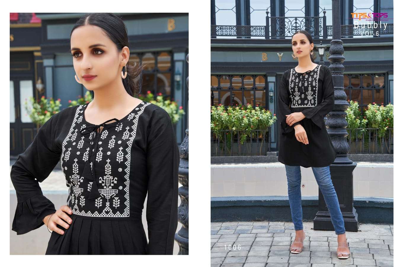 Tips & Tops-Bubbly Vol 06-Rayon-Slub-Embroidery-Work-Western-Short-Top-06